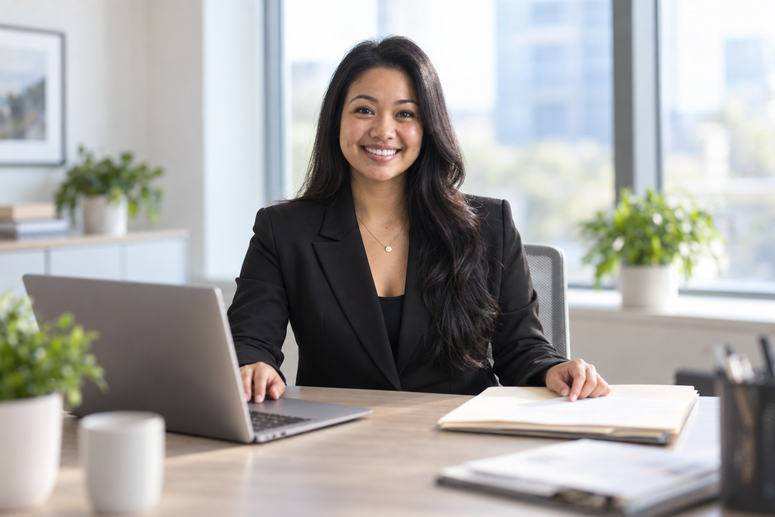 Lexi Redimano seated at a desk with a laptop